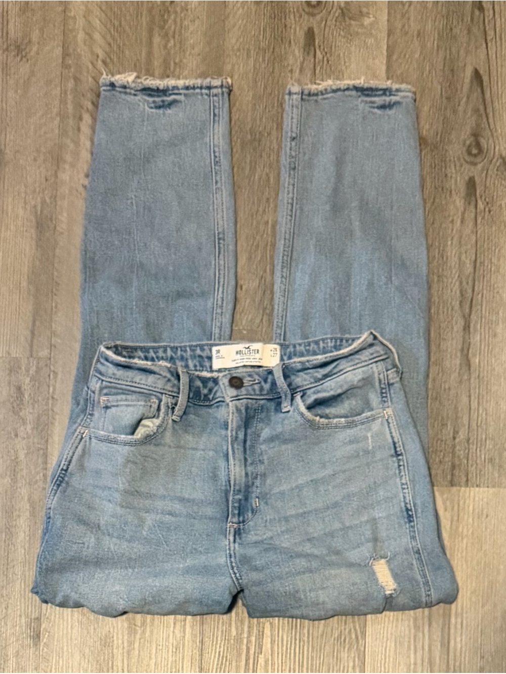 Hollister Curvy High-Rise Distressed Blue Jeans - Waist 26